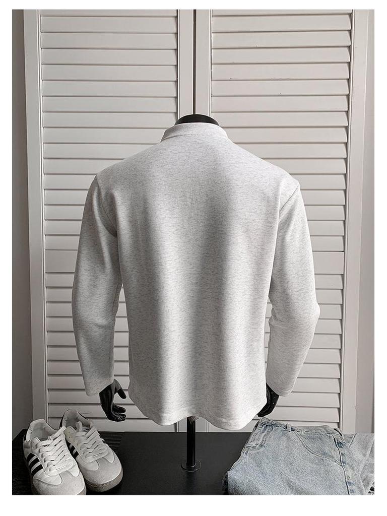 Мужская футболка-поло с длинным рукавом в американском стиле — модная базовая толстовка для весны/осени.