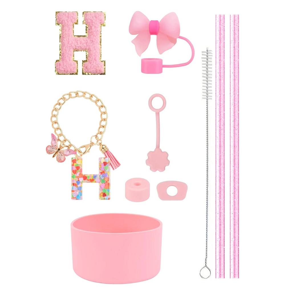 Набор из 10 аксессуаров для стакана Stanley 30 унций 40 унций: крышка для соломинки, крышка, чехол, стоппер от проливания, брелок с буквой, наклейка