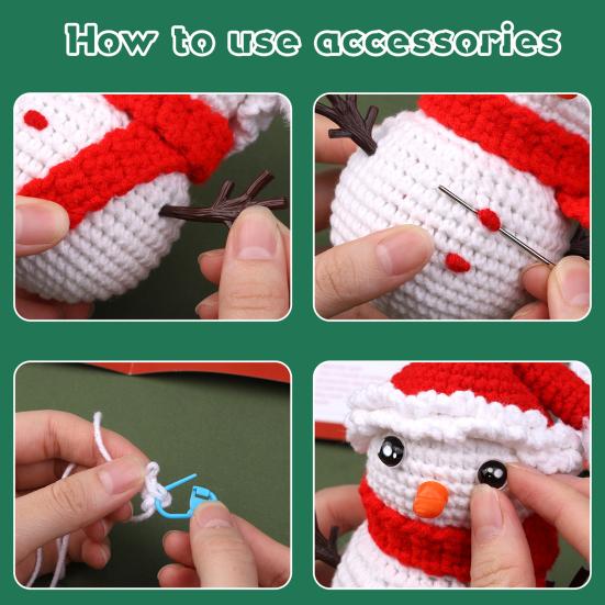 Рождественский набор для вязания крючком. Дизайн снеговика с простыми инструкциями. Улучшите навыки рук. Избавьтесь от скуки. Рождественский набор для вязания снеговика крючком.