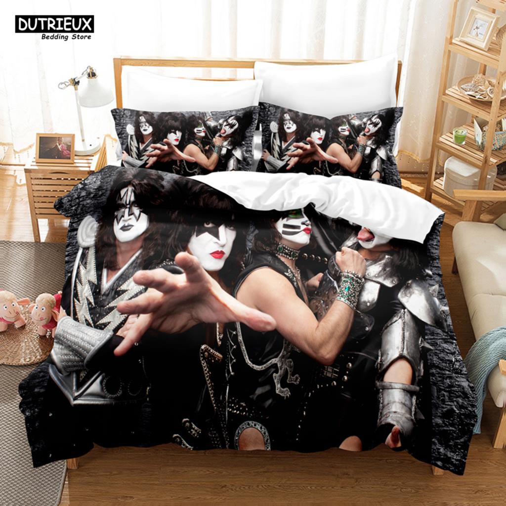 Kiss Band Bedding Set Single Rock Band Duvet Cover Double Queen King Twin Size For Boys Adults Soft Duvet Cover Set Gift