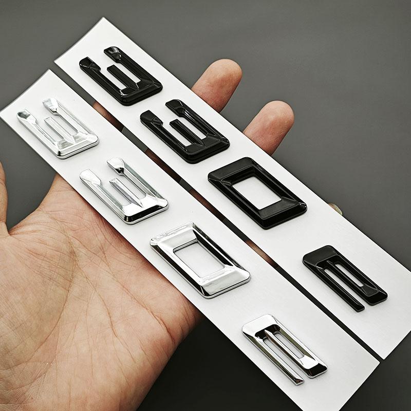 AAAOM1 NEW 3D ABS Chrome Black Car Letters Logo 330e Rear Trunk Badge Emblem Decals For BMW 330e G20 G21 F30 F31 Exterior Accessories