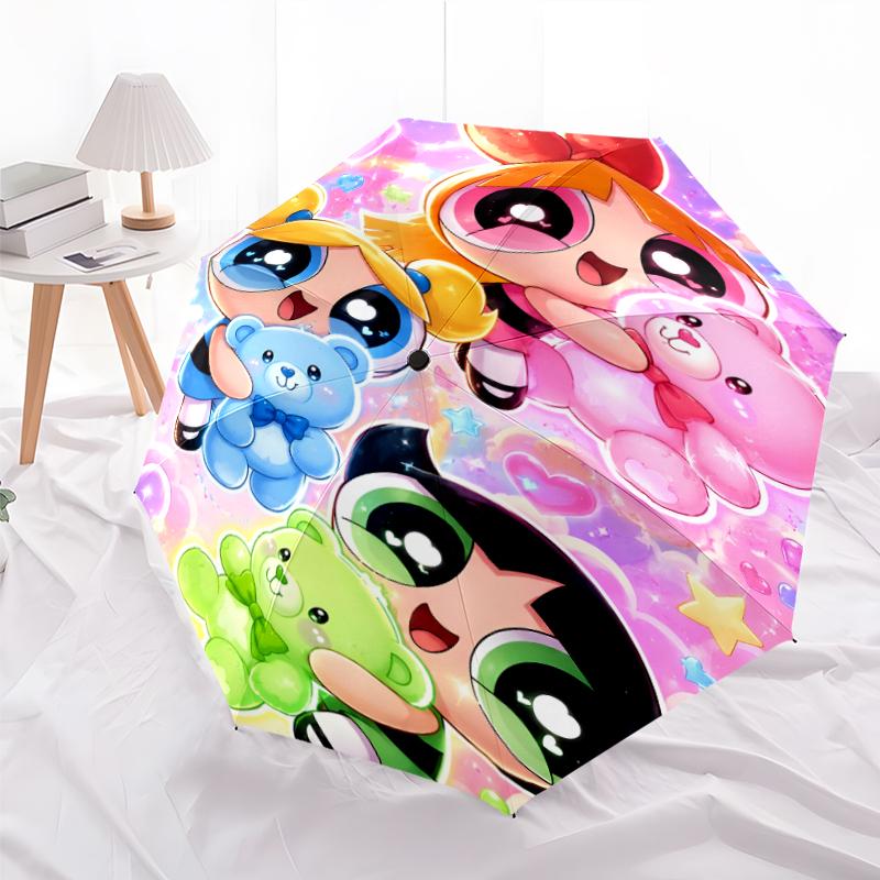 1pc Powerpuff Umbrella, Sun Protection, And UV Shielding. It Has Eight Sturdy Ribs for Outdoor Use And Perfect As a Holiday Gift