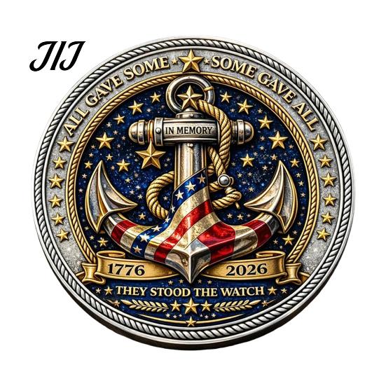 Round Challenge Coin Guardians of The Sea Coin, They Stood Watch Souvenir Engraved Keepsake Double-sided Collectible Gift for Navy Veteran