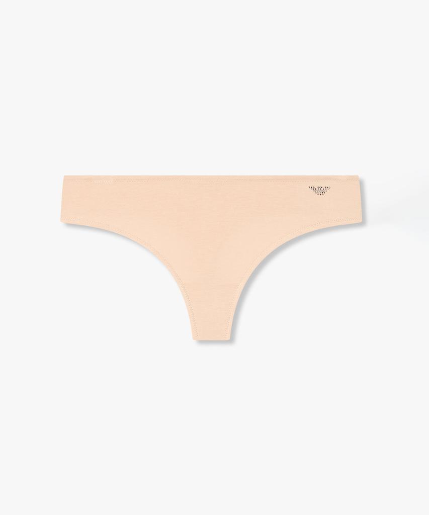 EMPORIO ARMANI UNDERWEAR Женские стринги с термоаппликацией логотипа из вискозного джерси_Натуральный 0826310503