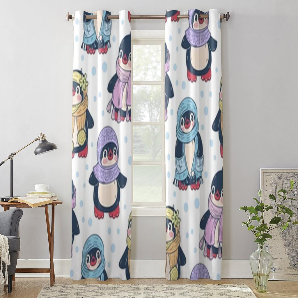 Милые пингвины оконные шторы для гостиной роскошный декор спальни портьеры кухонные оконные шторы шторы