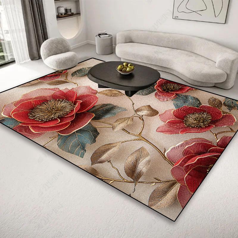 Современный 3D Ковер с Цветами для Гостиной, Домашнее Украшение, Ковры для Спальни, Роскошный Ковер для Гостиной, Нескользящий, Моющийся, Коврик для Кофейных Столиков