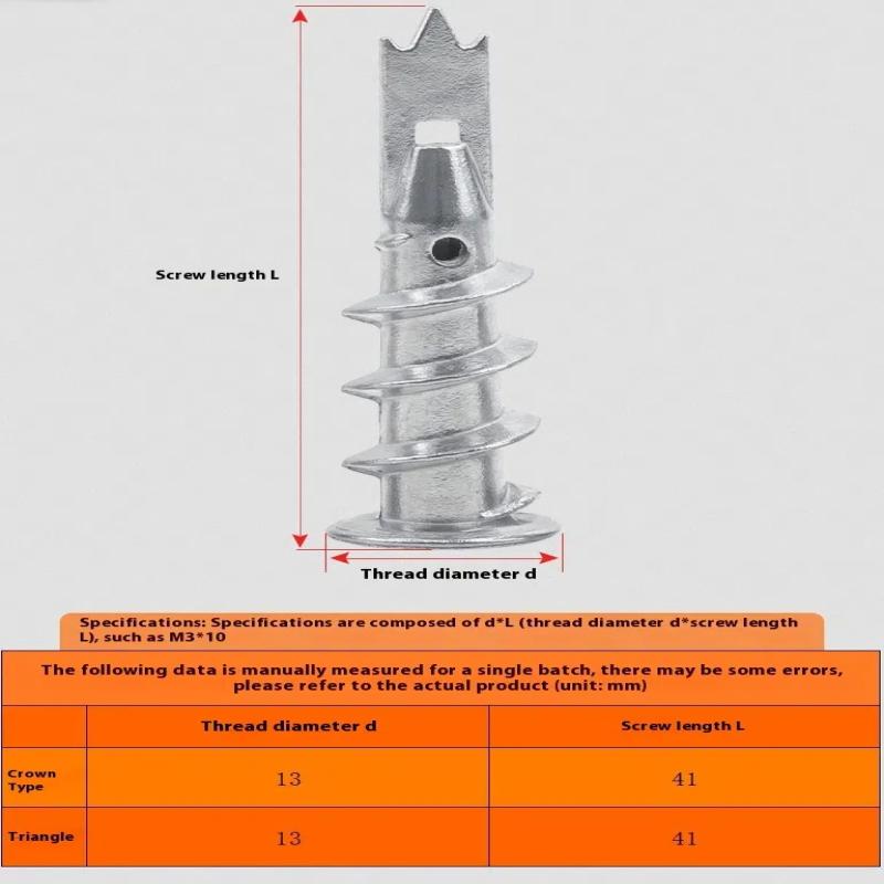 10 шт. Саморезный анкер из цинкового сплава 13*41 мм анкер для гипсокартона анкер для полой стены