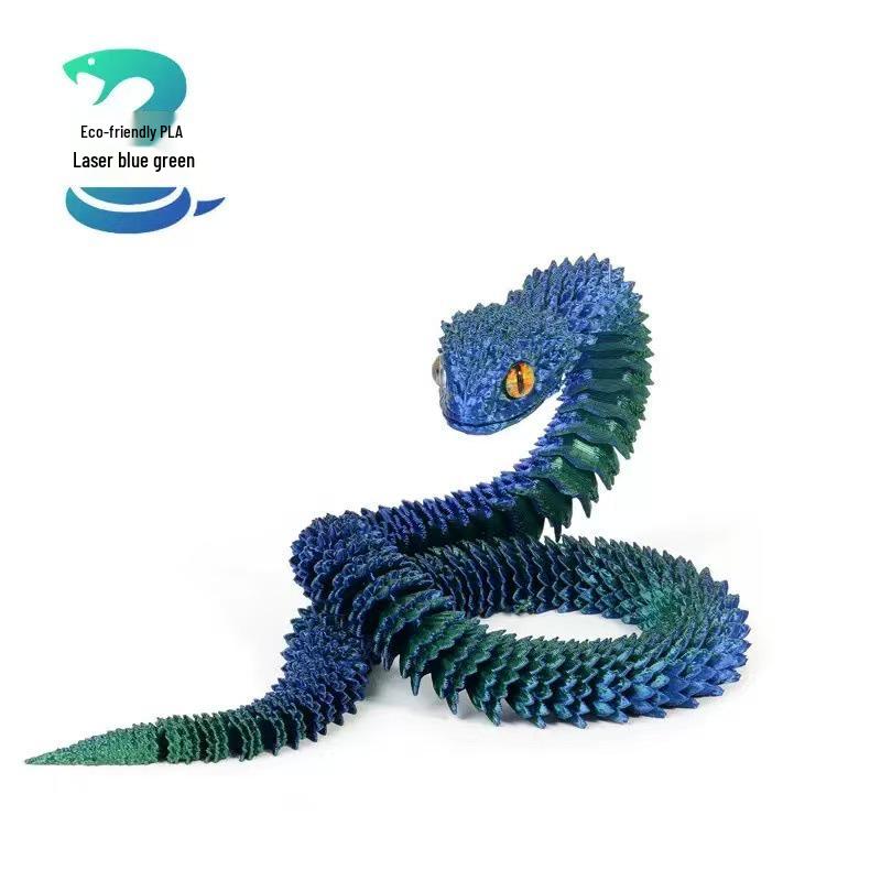 3D Printed Viper Egg Set: Articulated Small Snake Figurine Desktop Ornament Toy for Children