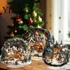 Seasonal Home Accents Christmas Village Houses Table Decoration, Snow Scene Patterns 2D Acrylic Santa Claus Hanging Decor Ornament, Decorative