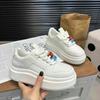 Muffin Thick-soled Heightening Little White Shoes 2025 Spring New Leather Casual Sports Board Shoes 5cm Ink-absorbing Jelly Sole