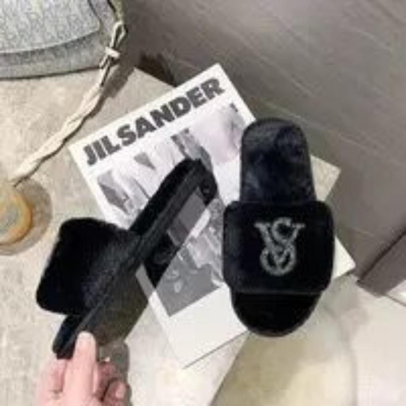 Модные мохнатые хлопковые тапочки женские осенне-зимние новые теплые домашние тапочки с яркими бриллиантами модная верхняя одежда женская легкая обувь