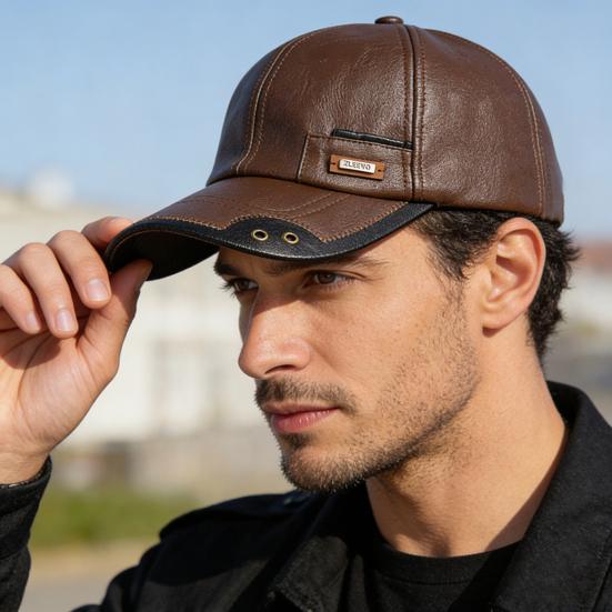 Осенне-зимняя бейсболка из искусственной кожи, дышащая, с металлическими люверсами, дизайн color-blocking, универсальный повседневный стиль, бейсболка