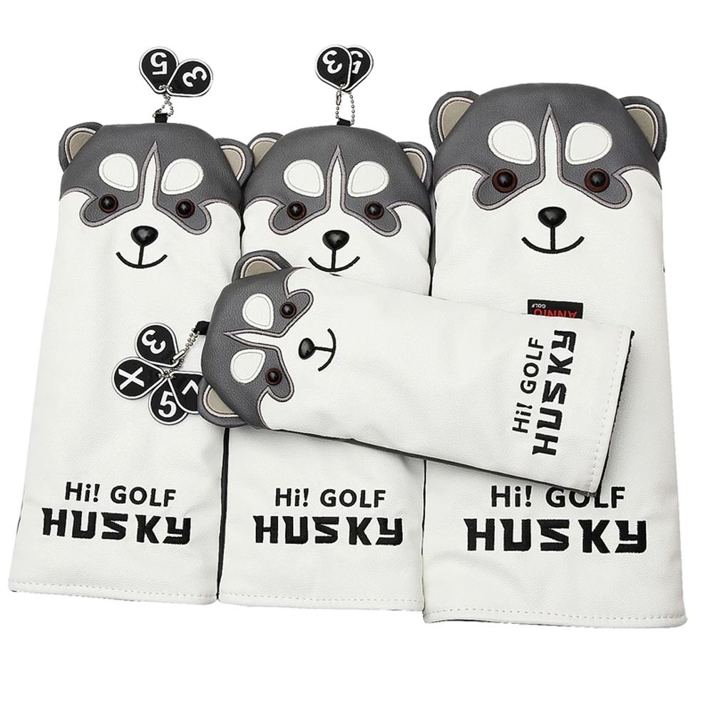 Club Head Protector PU Leather Golf Club Headcover Wood Head Covers Husky Design Golf Putter Cover