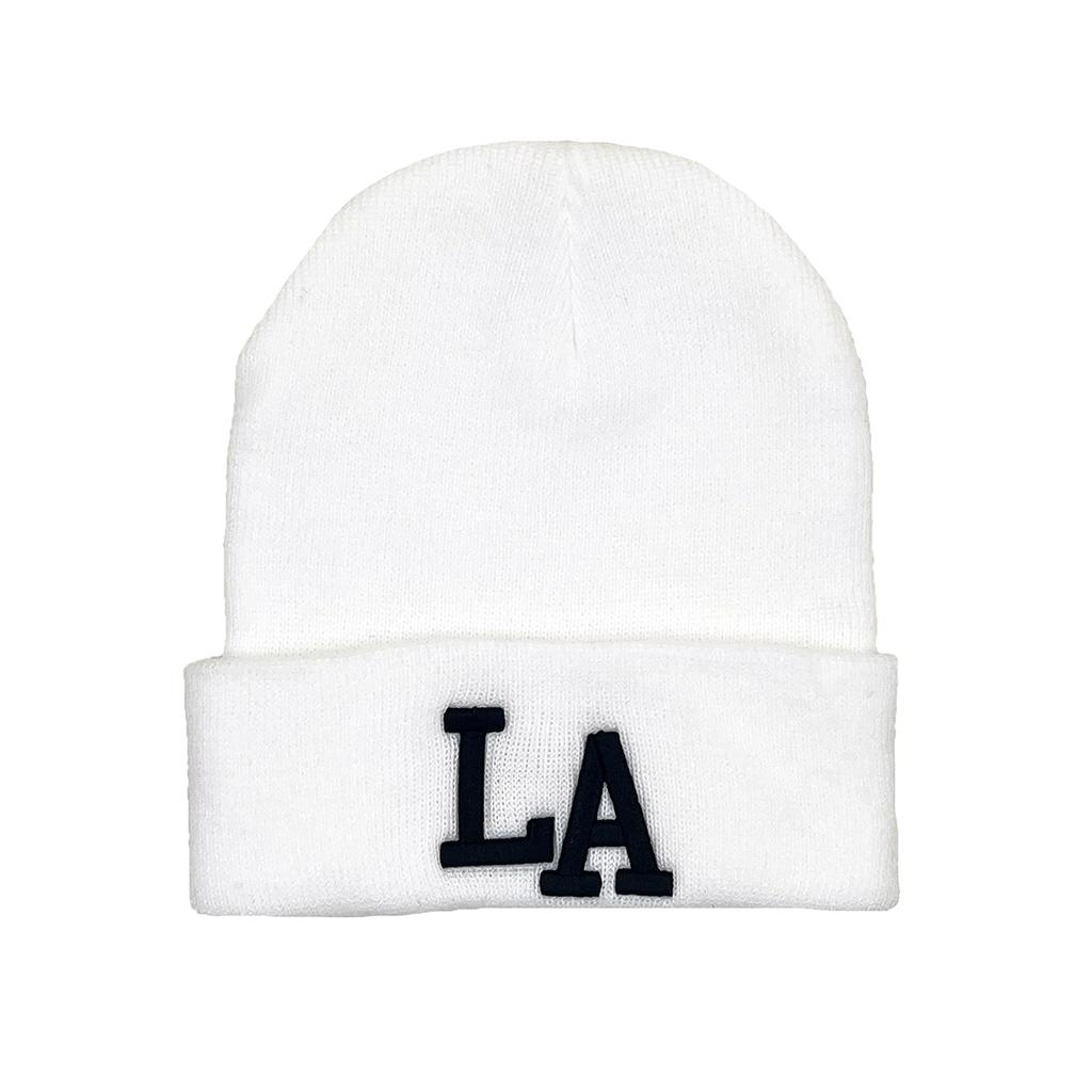 New LA embroidered men's and women's European and American cold-proof knitted hats women's autumn and winter warm wool hats