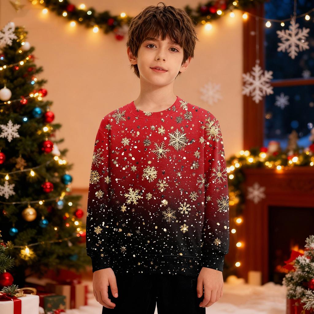 Рождественский свитшот для мальчиков и девочек, уродливая рождественская футболка, свитшот с круглым вырезом, для малышей, с длинным рукавом, пуловер, наряд, топы