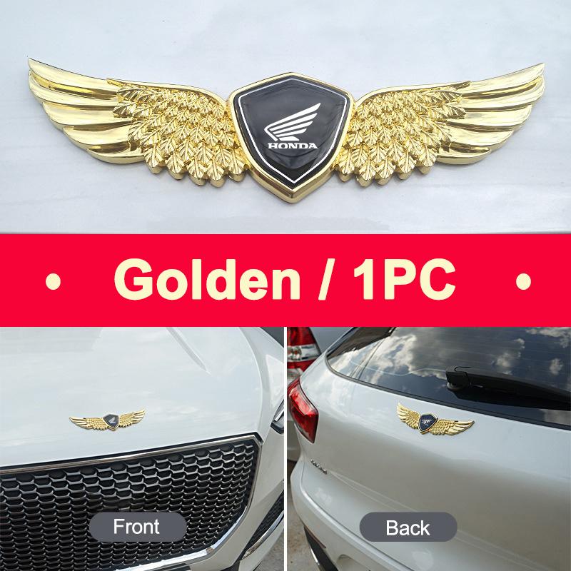 CJPY7 3D Metal Wings Stying Car Trunk Fender Emblem Stickers For Honda Mugen Power Civic Accords CRV Hrv Jazz CBR VTEC VFR Motorcycle