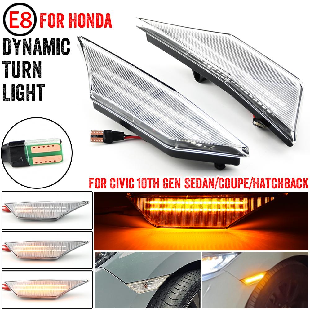 LED Dynamic Turn Signal Side Marker Light Blinker Indicator For Honda Civic 10th Gen Sedan Coupe Hatchback 2016 2017