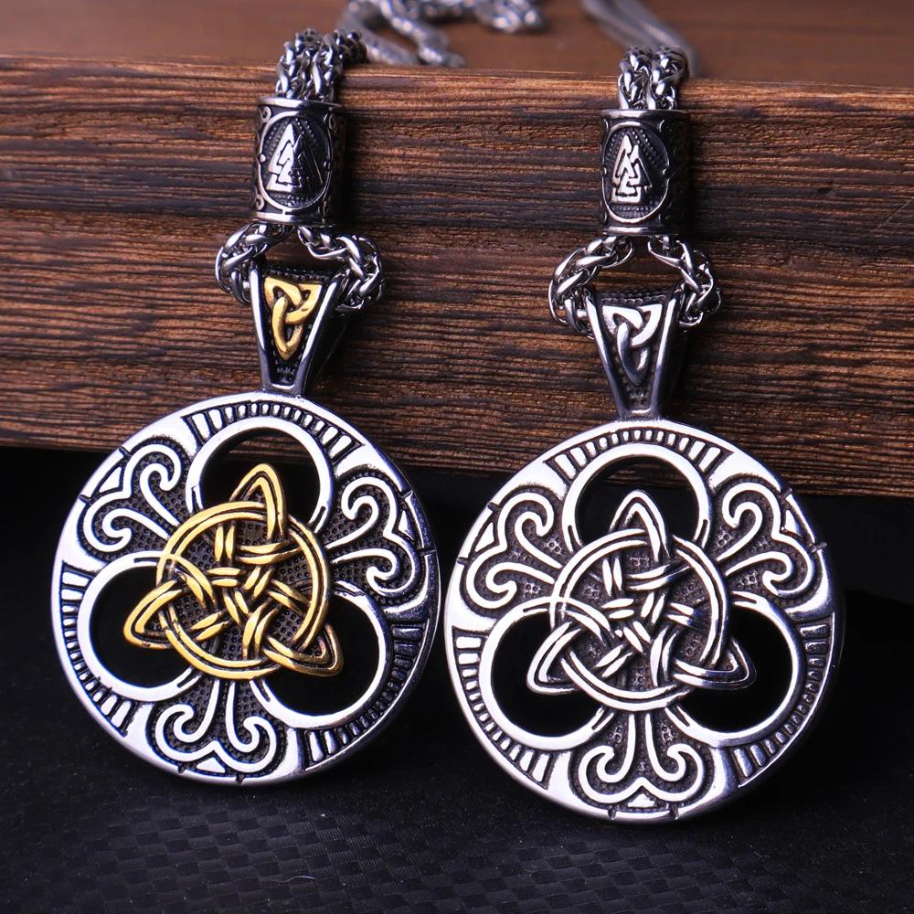 Винтажное Серебряное Viking Celtic Узел Троица Кулон Ожерелье Мужская Цепь Nordic Odin Viking Ожерелье Амулет Украшение Подарок