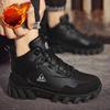 Men's Winter Fur Lined High-Top Hiking Sneakers Outdoor Slip-On Casual Lace-Up Waterproof Ankle Boots Warm Snow Boots for Male Short Booties