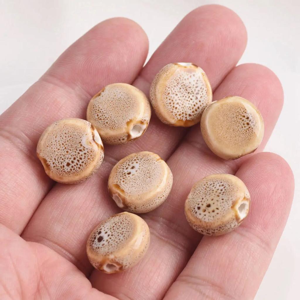 20 шт. Плоские круглые 15 мм Керамические фарфоровые бусины-разделители ручной работы Лот для изготовления ювелирных изделий Аксессуары DIY Поделки Фурнитура Креативные бусины