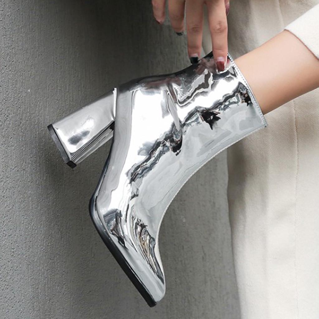 Женские сапоги, кожаные праздничные ботильоны с острым зеркалом, женская обувь