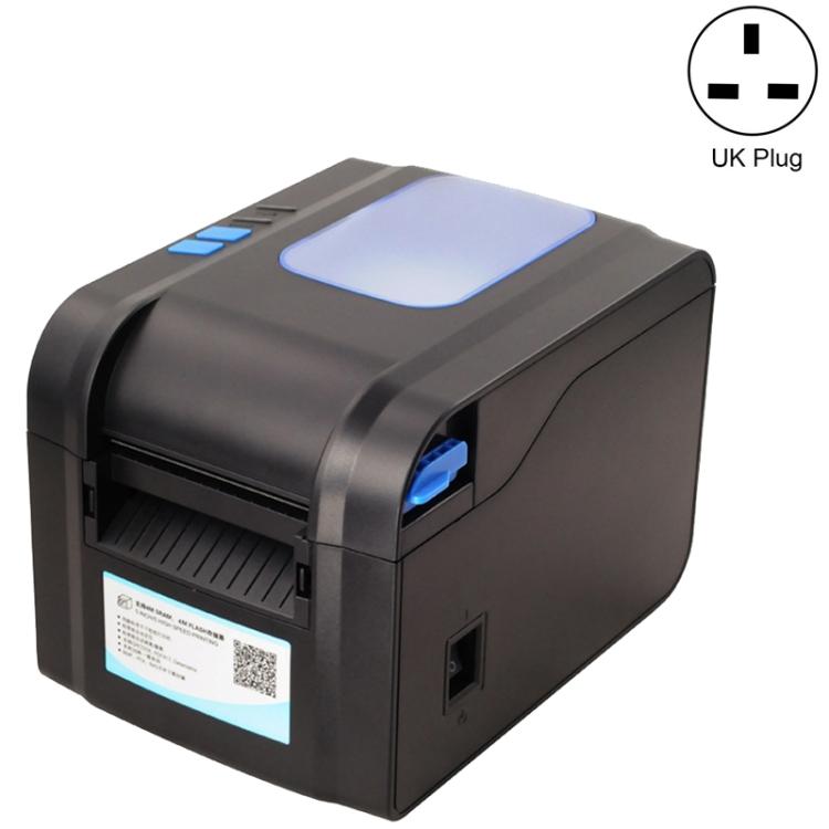 Xprinter XP-370B Принтер штрих-кодов Самоклеящийся принтер QR-кодов Бирка Одежды Термопринтер чеков(UK Plug)