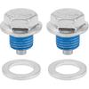 Universal Oil Drain Plug Anti Leakage Oil Pan Drain Bolt Screw Thread Repair Aluminum 2 Set with Gasket Silver Tone Blue Magnetic M16x1.5