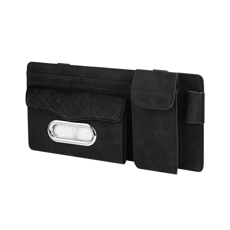Car Visor Glasses Clip Ticket Card Holder Multi Functional Flip Fur Sunglasses Clip Tissue Bag Storage Organizer
