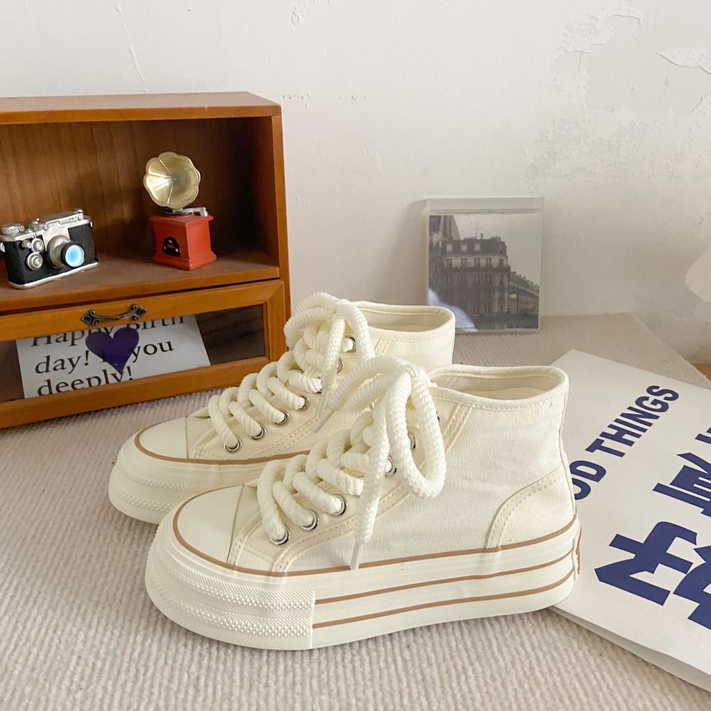 H1028 + H1057 + H1292 Две пары женских парусиновых туфель на платформе на одну ногу, ленивые универсальные нишевые ins доски