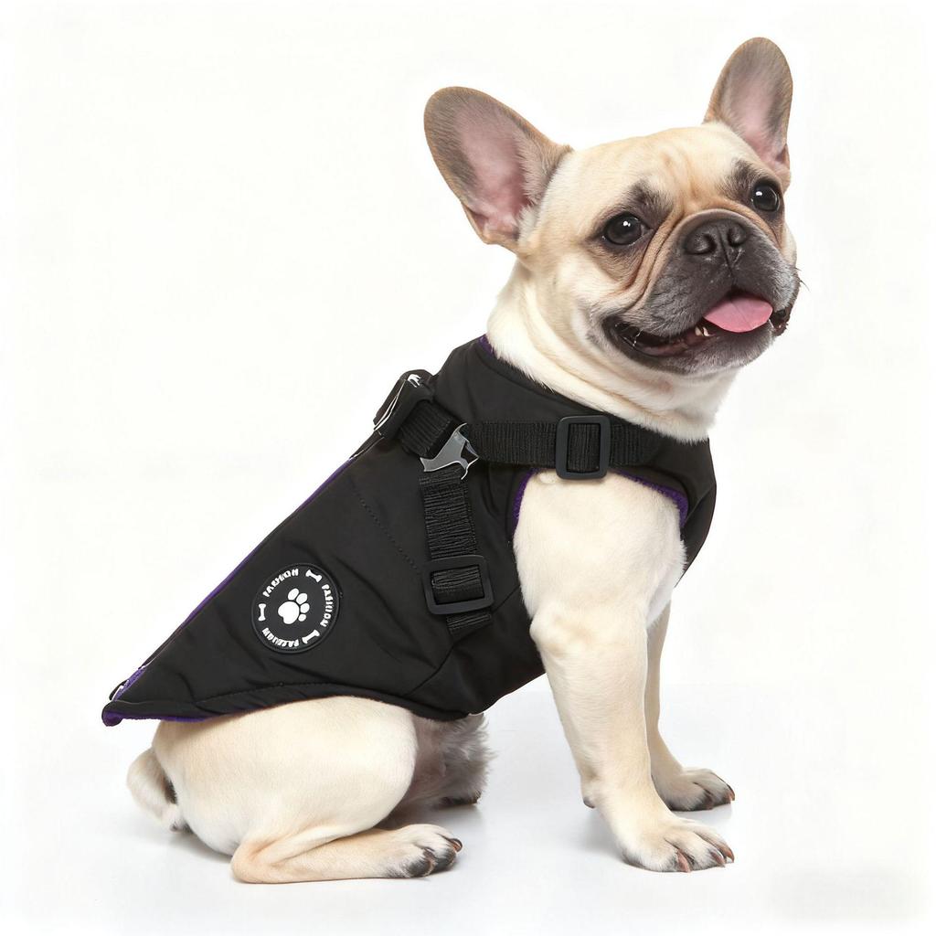 Durable Cotton Dog Jacket with Harness and Leash - Cold-Resistant Pet Outerwear 