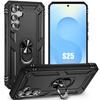 Protective Case - BOOLING - for Samsung Galaxy S25 - Shockproof - Rotating Ring - Black
