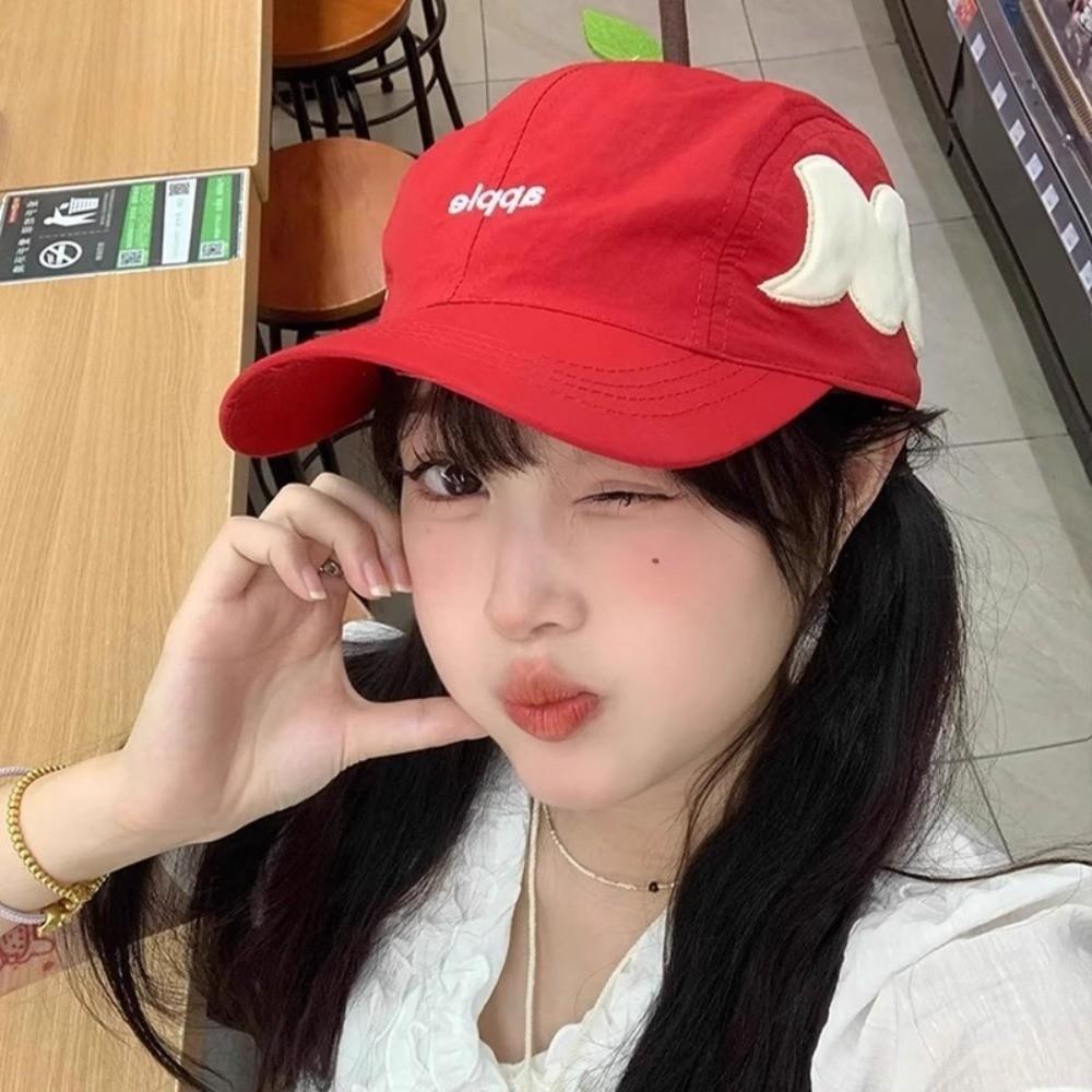 Cotton Peaked Hat Embroidered Fruits Sunscreen Cap Cute Baseball Cap for Girls