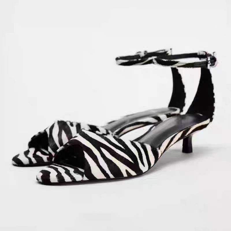 TRAF Woman Animal Patterns High Heels Chic Pointed Slingbacks Stiletto Pumps 2024 Shallow Mouth Leopard Party High Heels Shoes