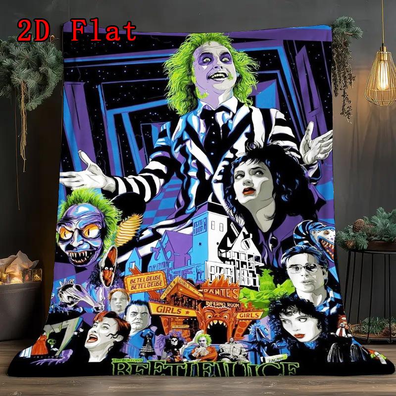 Beetlejuice 2D Flat Pattern Flannel Blanket High quality All Seasons Warmth and Comfort Perfect for Christmas Gifts.MMT0918328