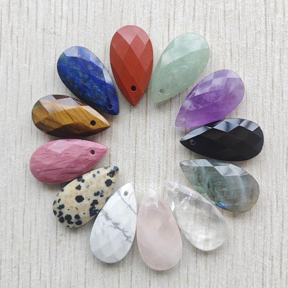 Beautiful Natural Amazon Stone long water drop cut faceted pendants for jewelry accessories making free shipping Wholesale 12pcs