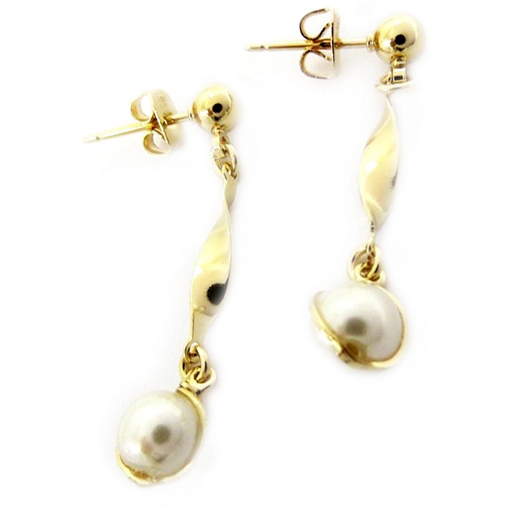 Les Trésors De Lily [L4281] - Gold Plated 'Perla' Earrings - 33x6 Mm