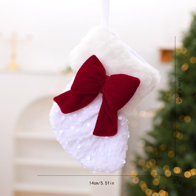 2026 New Fabric Velvet Bow Christmas Stocking Pendant, Christmas Fireplace Stair Ornament Pendant