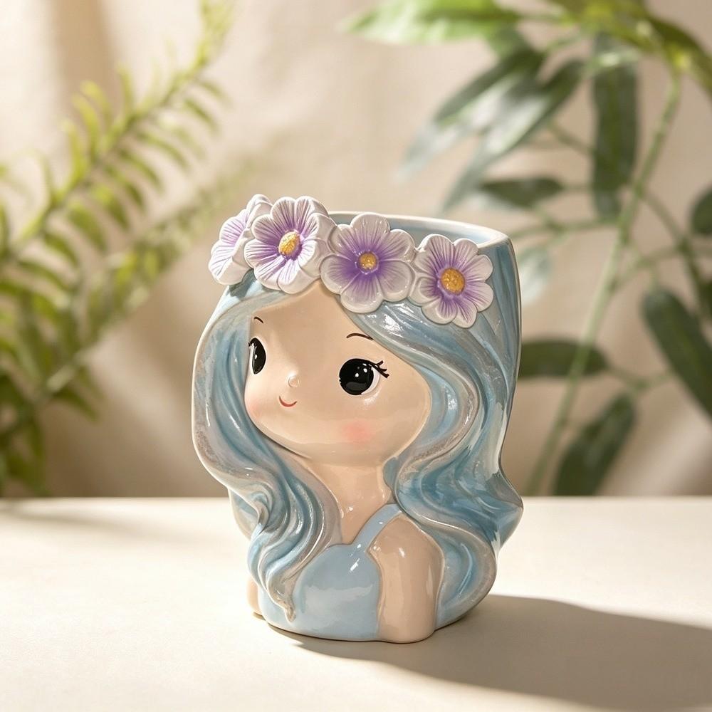 Resin Girl Shape Planter Decoration Fairy Flowerpot Desk Ornaments Flower Pot Indoor
