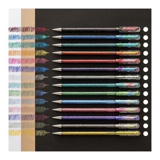 Набор гелевых ручек Pentel Dual Metallic, 14 цветов, чернила с блестками, 1,0 мм