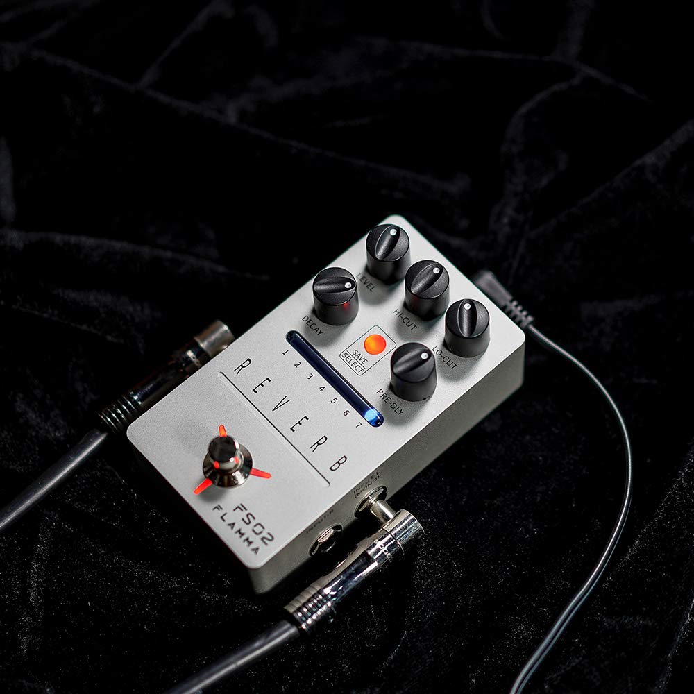 FLAMMA FS02 Digital Reverb Guitar Pedal 7 Classic Effects with Trail On Buffer Bypass Sliver Stereo Digital Reverb Effects Pedal