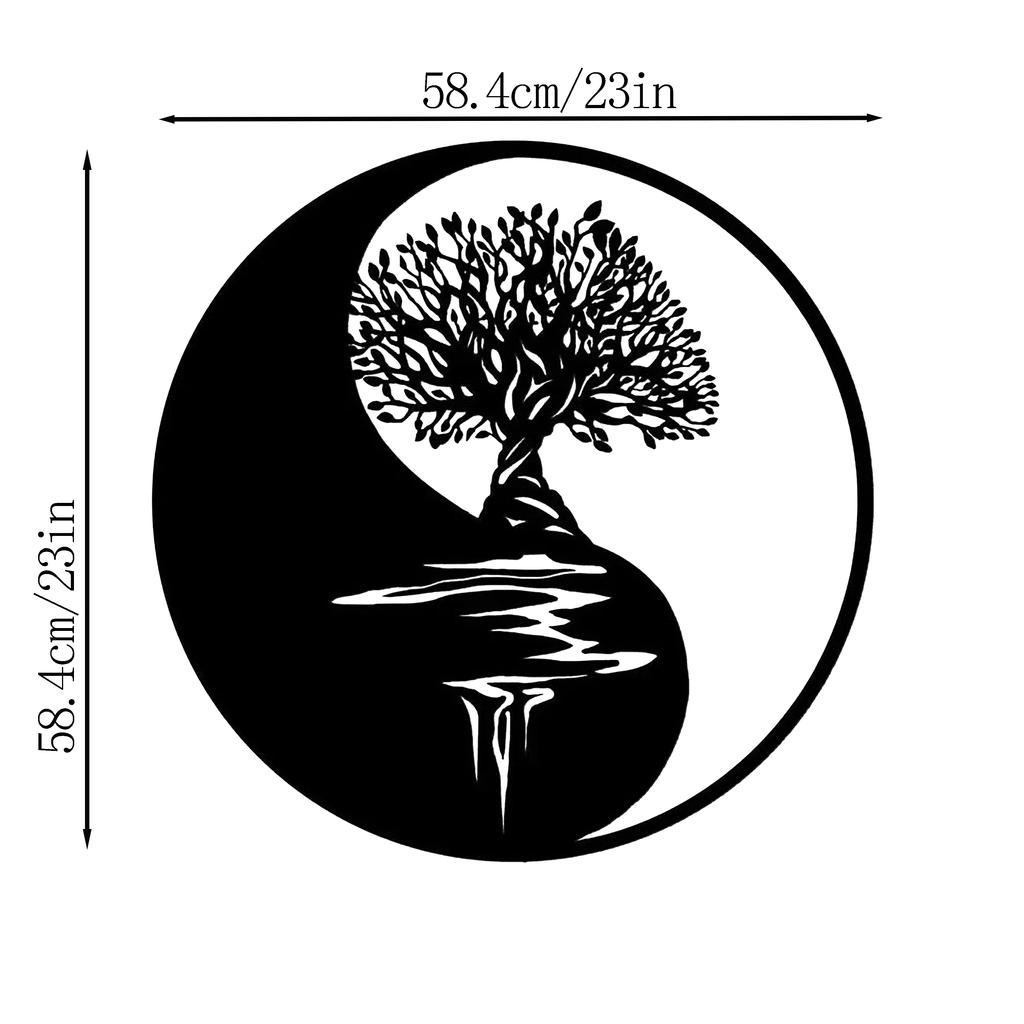 Tree of Life & Yin Yang Metal Wall Art – Stunning Sculptures for Office, Bedroom, & Living Room Wall Decoration