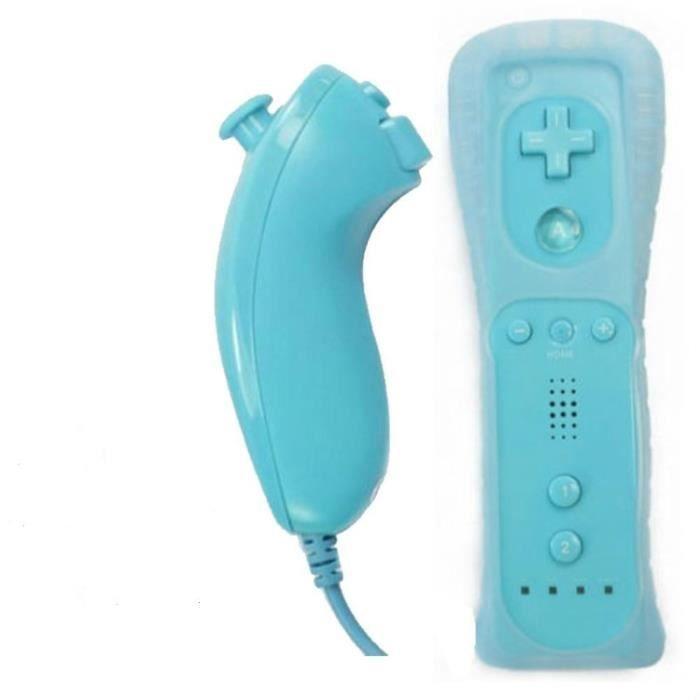 New Wireless Remote + Nunchuck Controller Set for Nintendo Wii Light Blue
