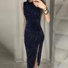 Женское облегающее платье без рукавов с блестками, вечернее платье макси, свадебное платье для выпускного вечера
