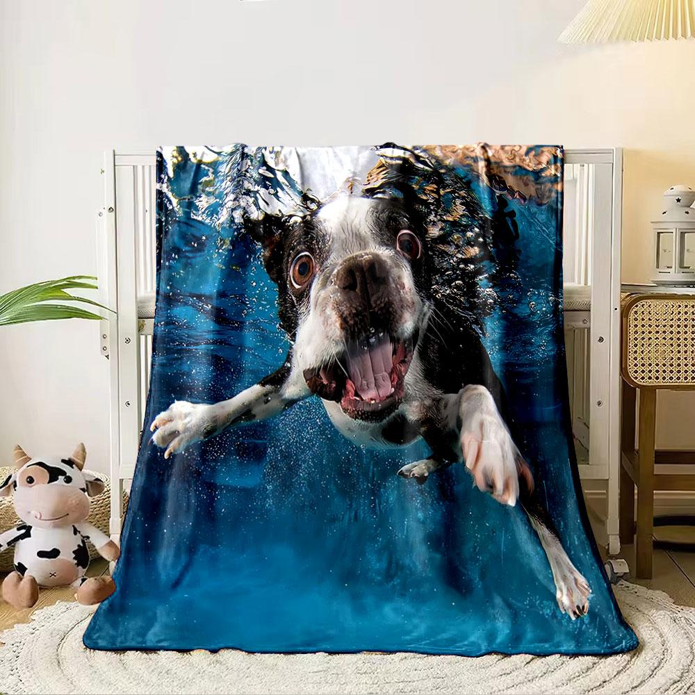 Playful Underwater Dog Blanket for all seasons blanket lunch break throw gift