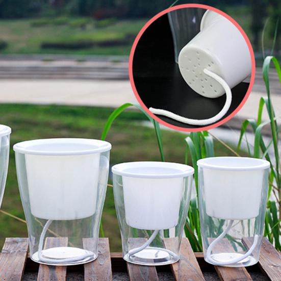 Portable Flower Pot Temperature Resistant ABS Self Watering Hydroponic Plant Flowerpot for Home