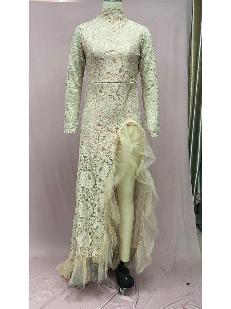 Элегантное женское вечернее платье с сеткой и юбкой «рыбий хвост» в европейском и американском стиле 2025 года