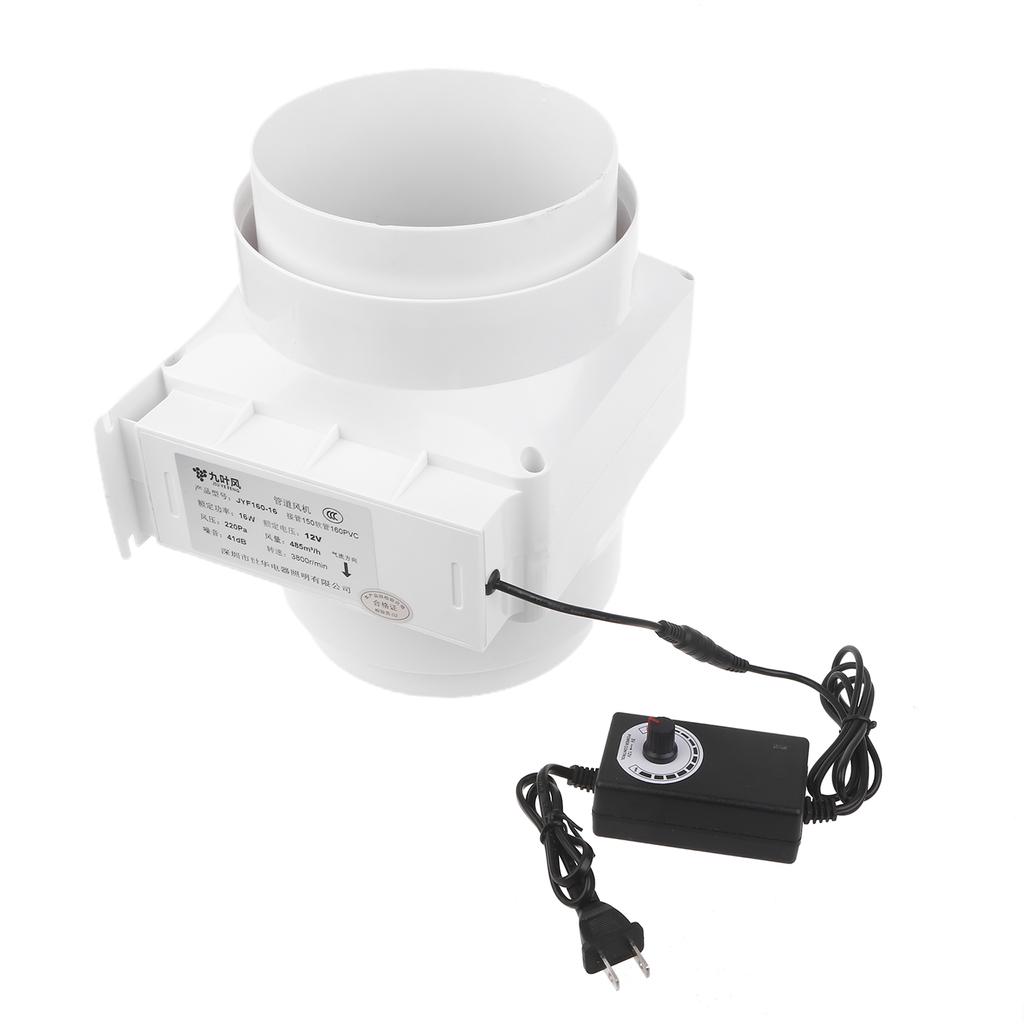 16W Extractor Fan Low Noise Duct Hydroponic Air Blower Speed-regulating Exhaust Fan for Home Bathroom Ventilation