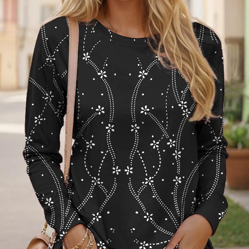 Fashion Women's T Shirt Tee Tops Floral 3D Print Long Sleeve Festival Holiday Funny O-Neck Regular Fit Spring & Fall Sweatshirt