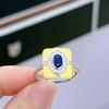 Sace Gems Сапфировые кольца из стерлингового серебра 925 пробы с изменяемым размером 4*6 мм для женщин, ювелирные изделия для помолвки, коктейля и вечеринки