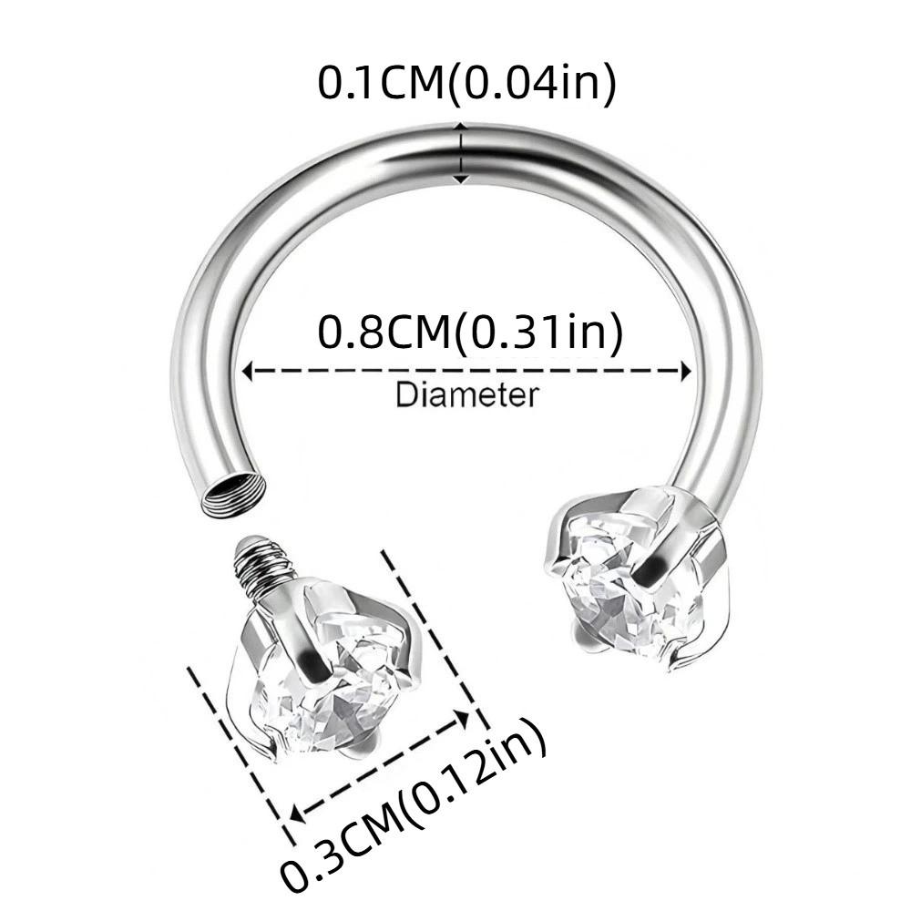 2 PCS Elegant Nose Ring Stainless Steel Daith Piercing Jewelry Cartilage Helix Earrings Daily